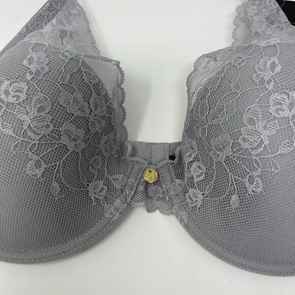 Natori Convertible Bra 36DDD Gray Lace Cherry Blossom Plunge Underwire MSRP $76 - Picture 6 of 13